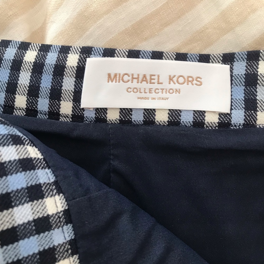 Michael Kors Collection Blue and White Checkered Pencil Skirt - Picture 5 of 11